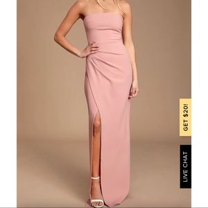 LuLus FOXY MAUVE PINK STRAPLESS MAXI DRESS